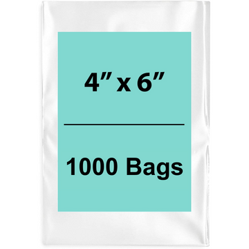 4X6 inches Clear Flat Poly Bags 1.5Mil Open Top (LDPE)